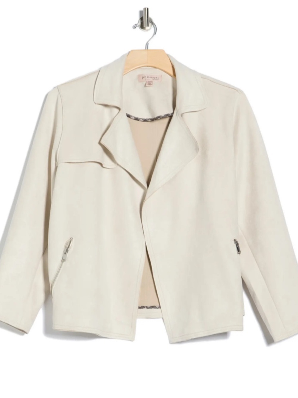Philosophy Faux Suede Open Front Jacket